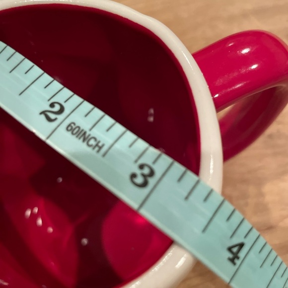 Rae Dunn Ceramic Hot Cocoa Double sided mug 16oz red interior handle holiday - Picture 4 of 6